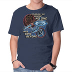 To The Stars And Back – Sci-Fi Graphic T-Shirt in navy, product display