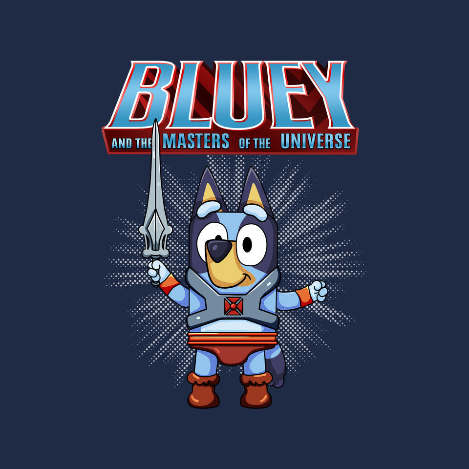 Bluey And The Masters Of The Universe – Dog Graphic T-Shirt design artwork for navy graphic T-shirt
