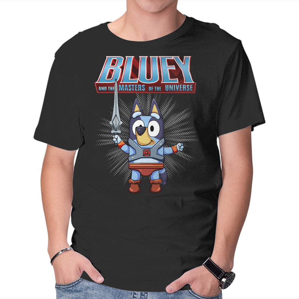 Bluey And The Masters Of The Universe – Dog Graphic T-Shirt in black, product display