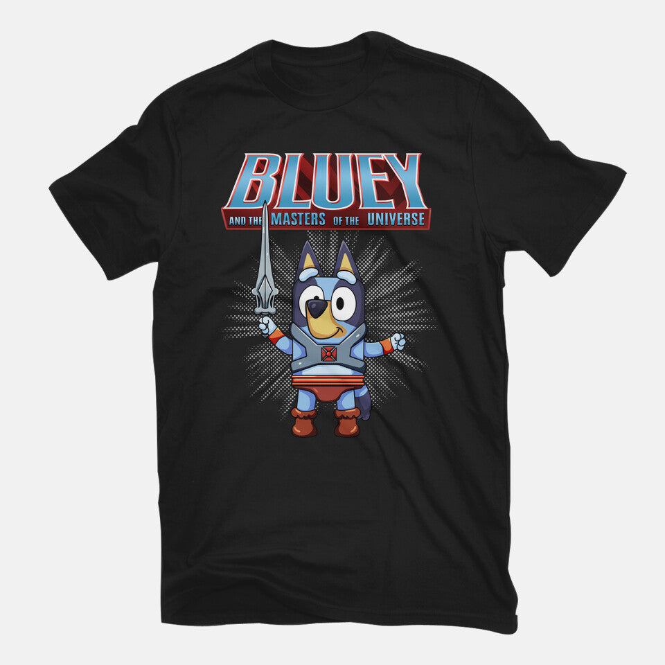 Bluey And The Masters Of The Universe – Dog Graphic T-Shirt in black, flat-lay product view