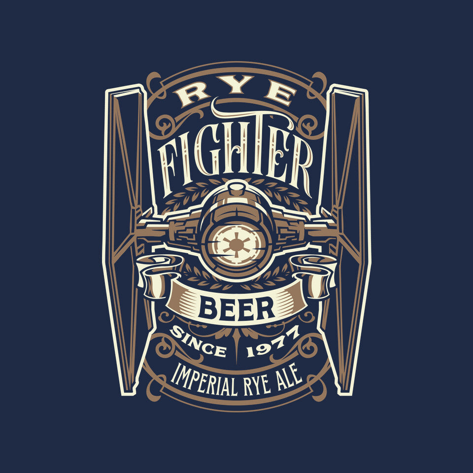 Rye Fighter – Sci-Fi Graphic T-Shirt design artwork for navy graphic T-shirt