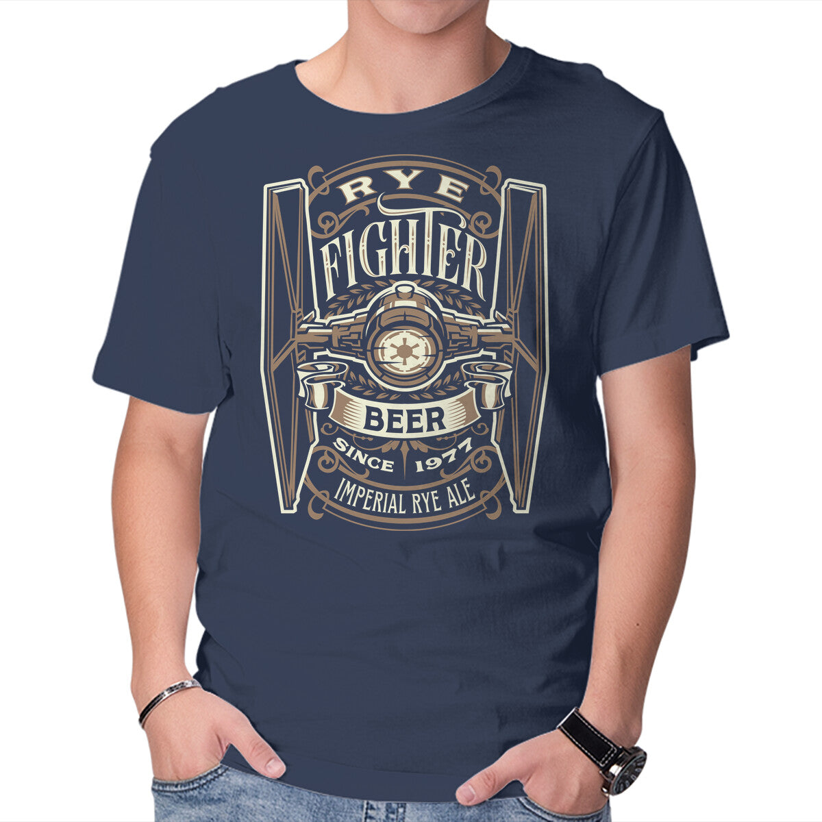 Rye Fighter – Sci-Fi Graphic T-Shirt in navy, product display
