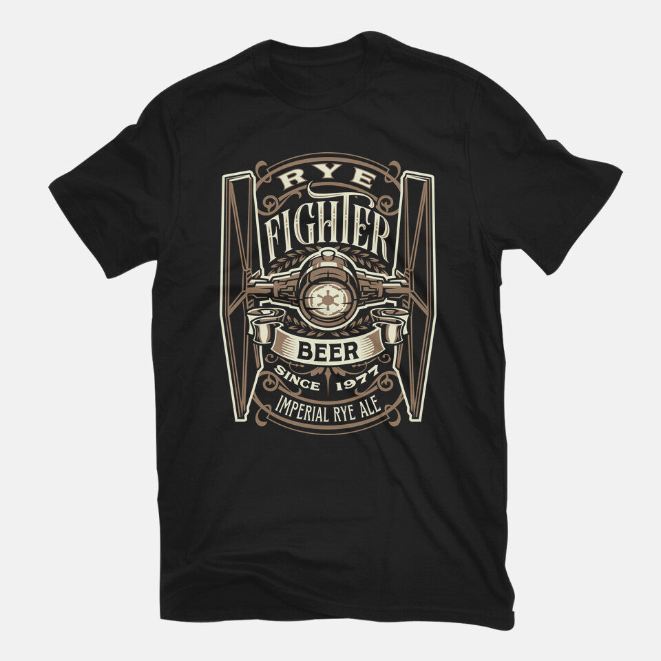 Rye Fighter – Sci-Fi Graphic T-Shirt in black, flat-lay product view