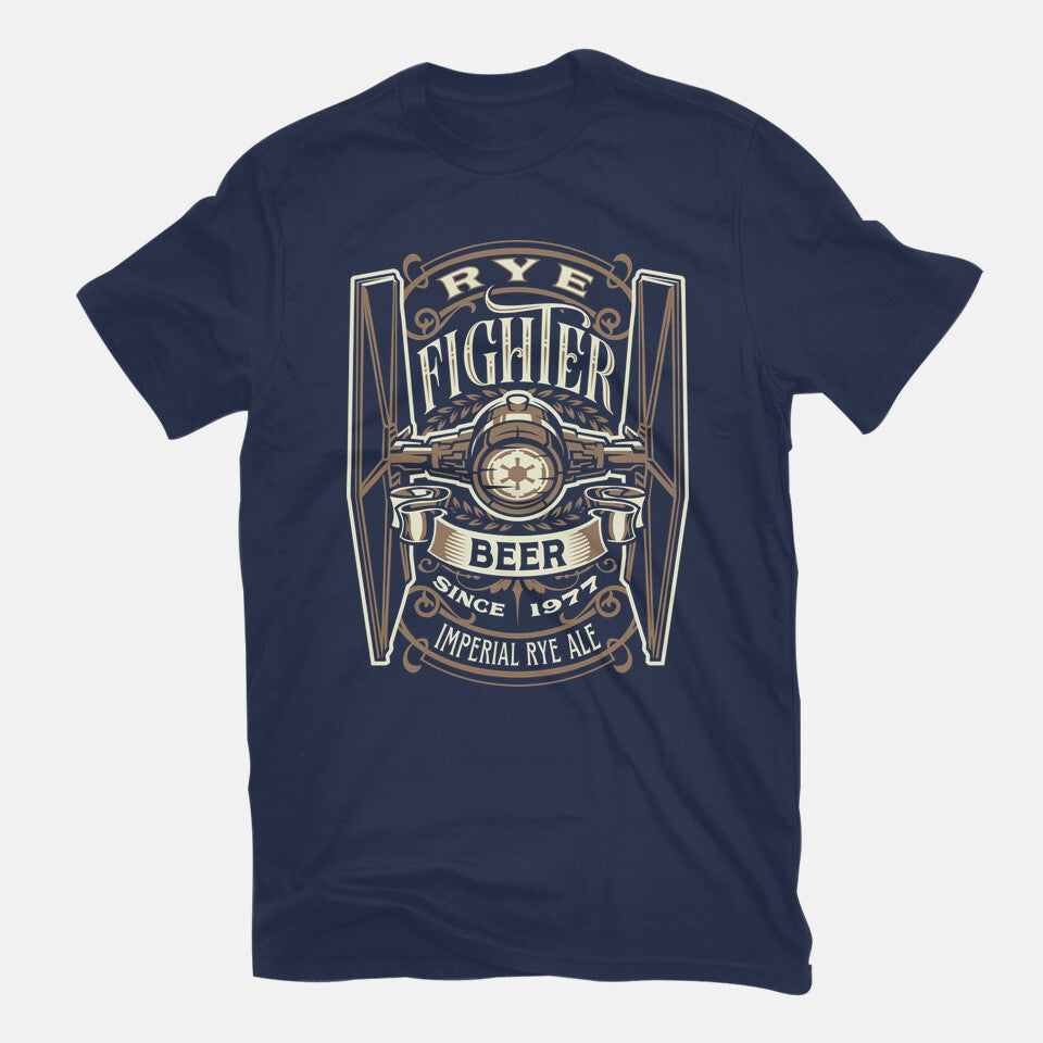 Rye Fighter – Sci-Fi Graphic T-Shirt in navy, flat-lay product view