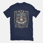 Rye Fighter – Sci-Fi Graphic T-Shirt in navy, flat-lay product view
