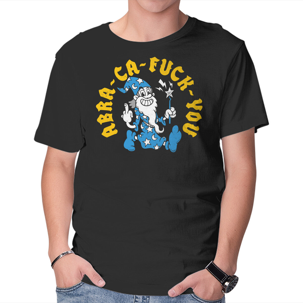 Abra Ca Eff You – Gaming Graphic T-Shirt in black, product display