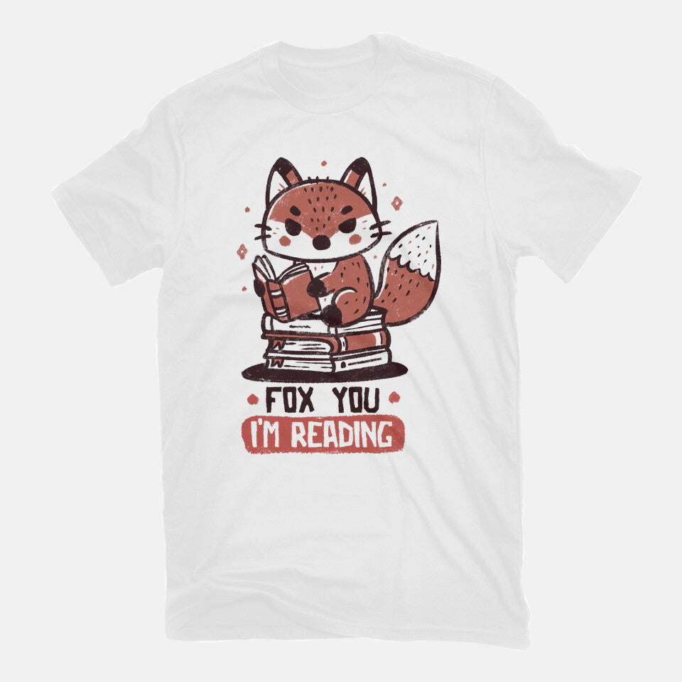 Fox You I'm Reading – Animal Graphic T-Shirt in white, flat-lay product view