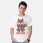 Model wearing white Fox You I'm Reading – Animal Graphic T-Shirt