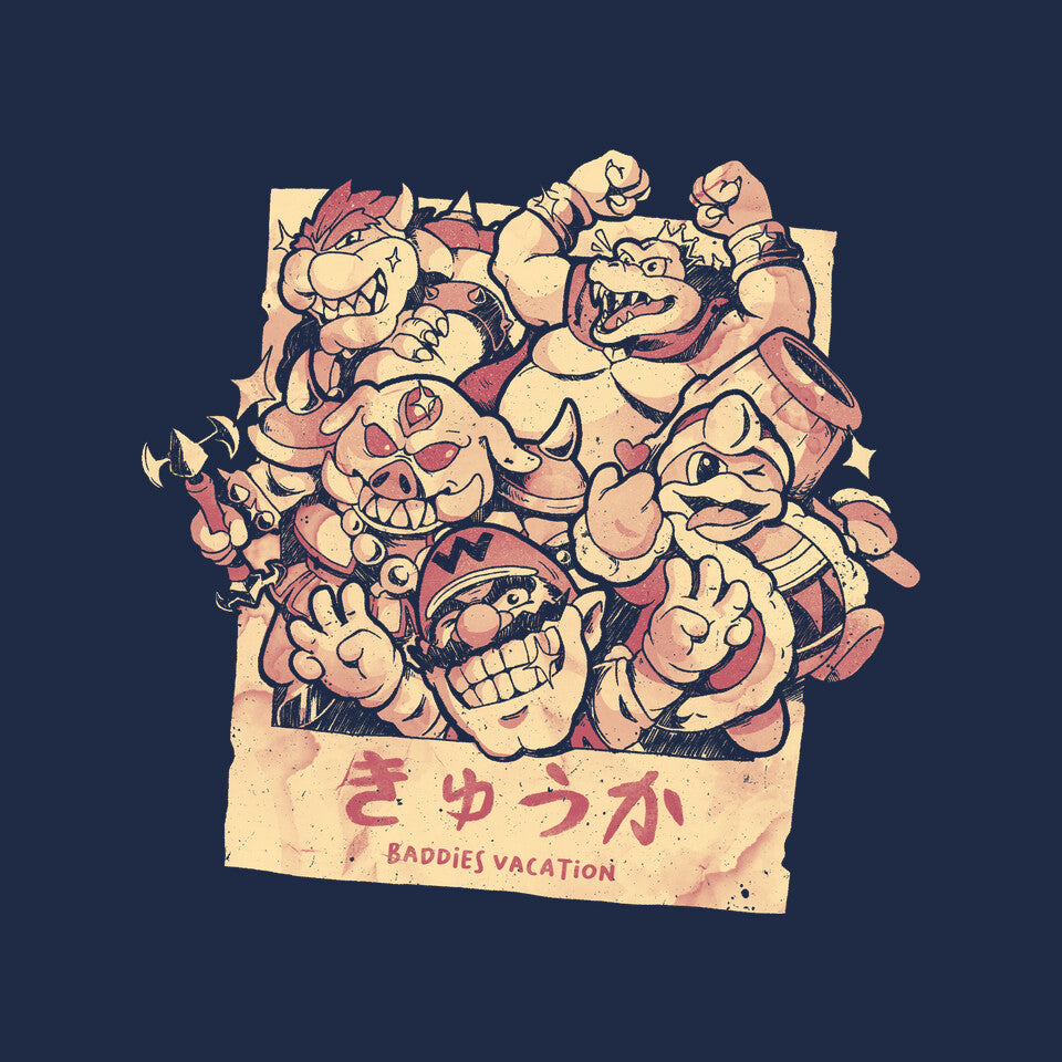 Baddies Vacation – Gaming Graphic T-Shirt design artwork for navy graphic T-shirt