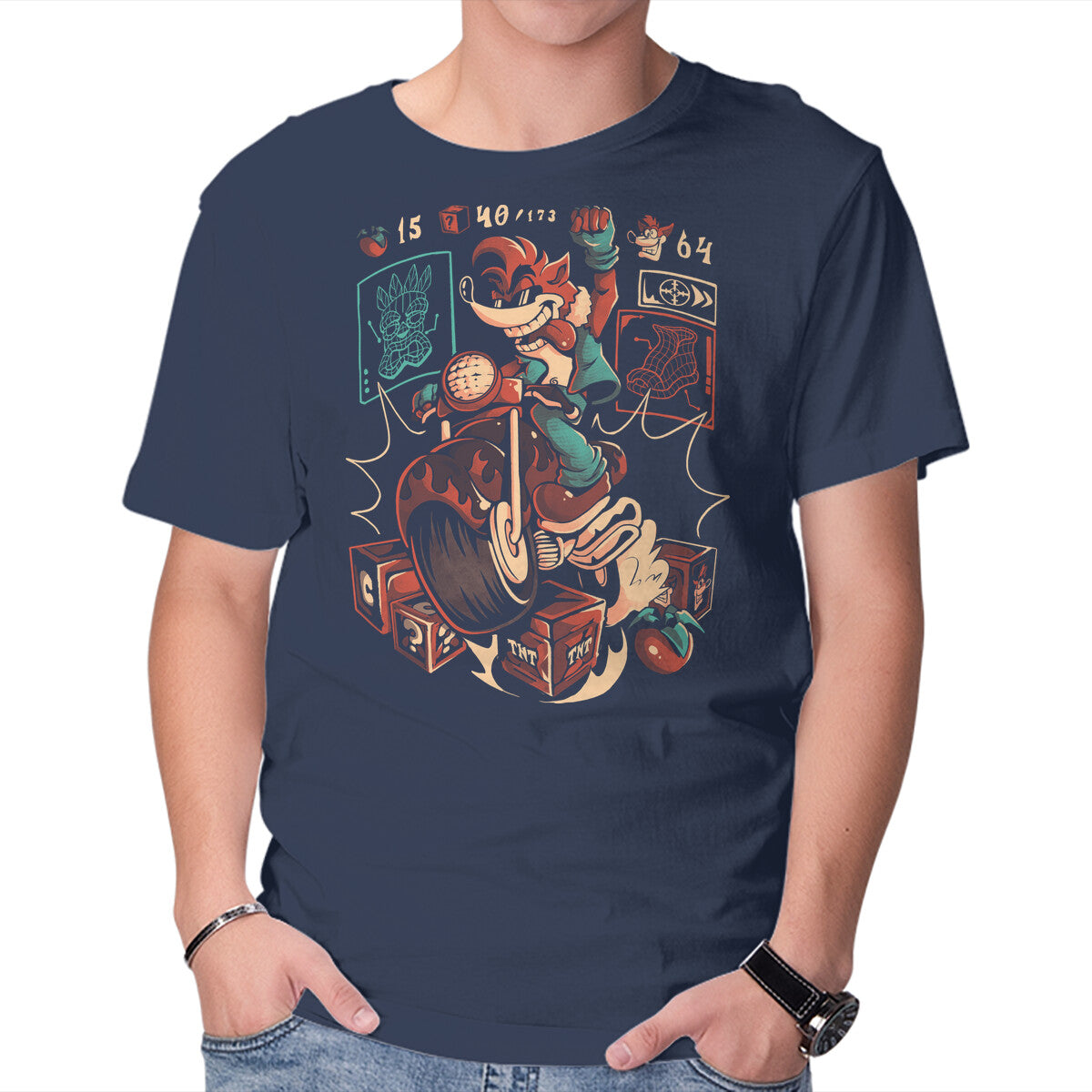 Cybercoot – Gaming Graphic T-Shirt in navy, product display