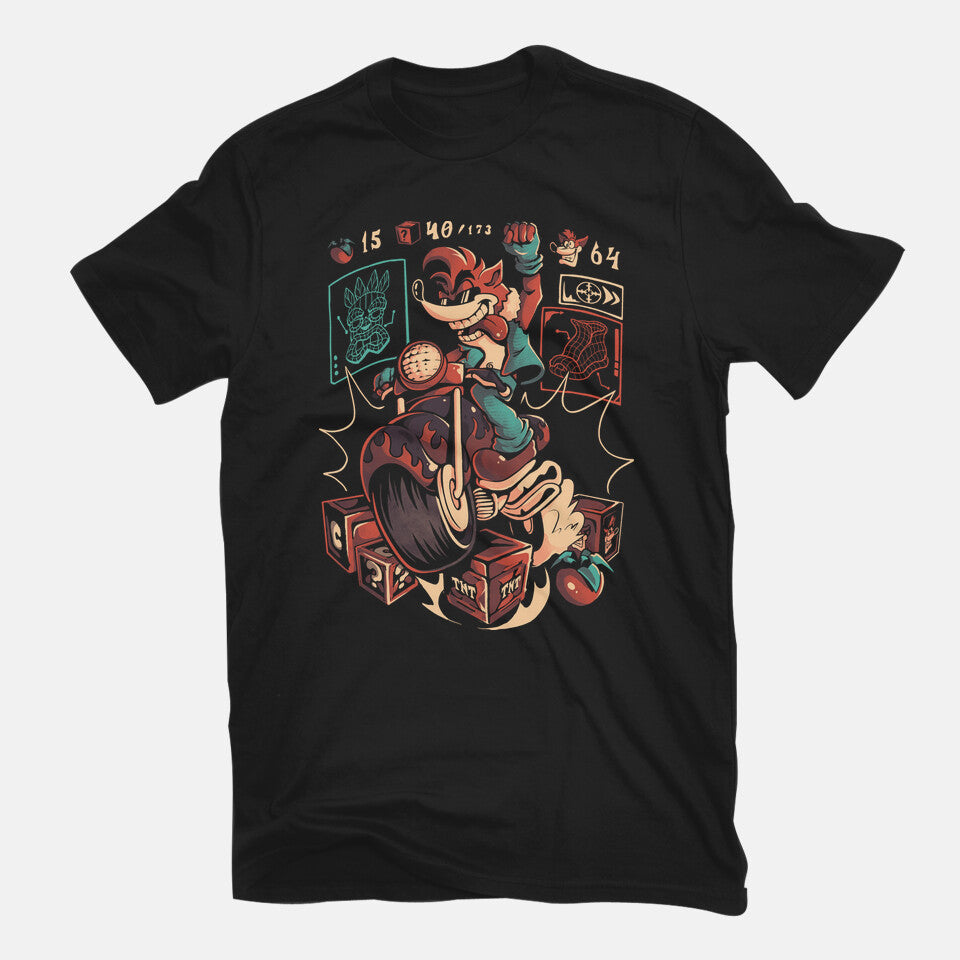 Cybercoot – Gaming Graphic T-Shirt in black, flat-lay product view