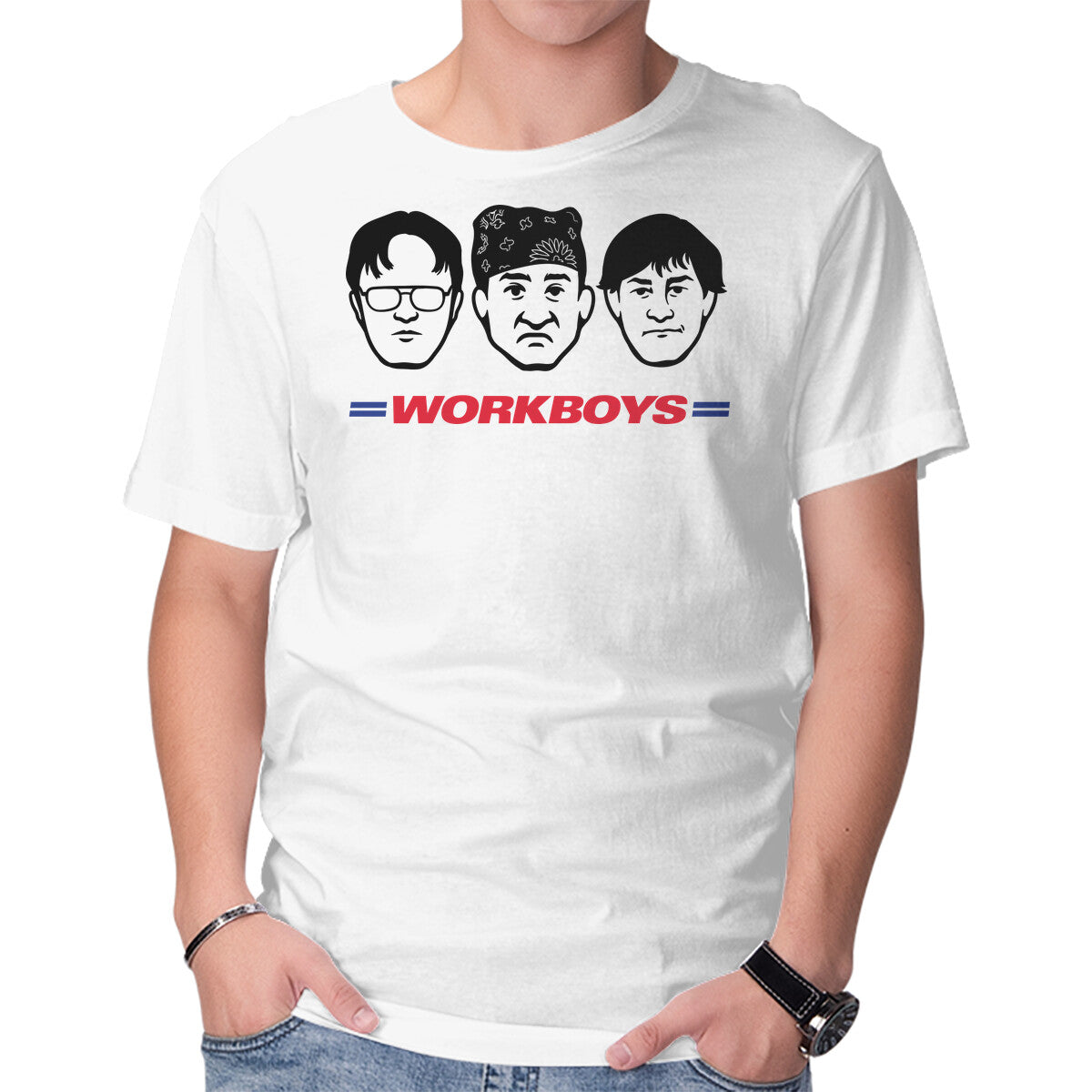 Work Boys – Funny Graphic T-Shirt in white, product display