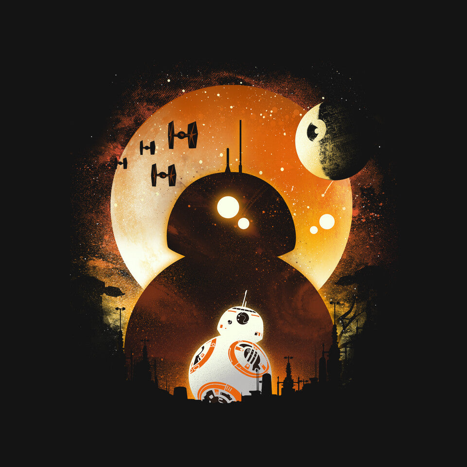 Astromech Night – Sci-Fi Graphic T-Shirt design artwork for black graphic T-shirt