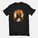 Astromech Night – Sci-Fi Graphic T-Shirt in black, flat-lay product view