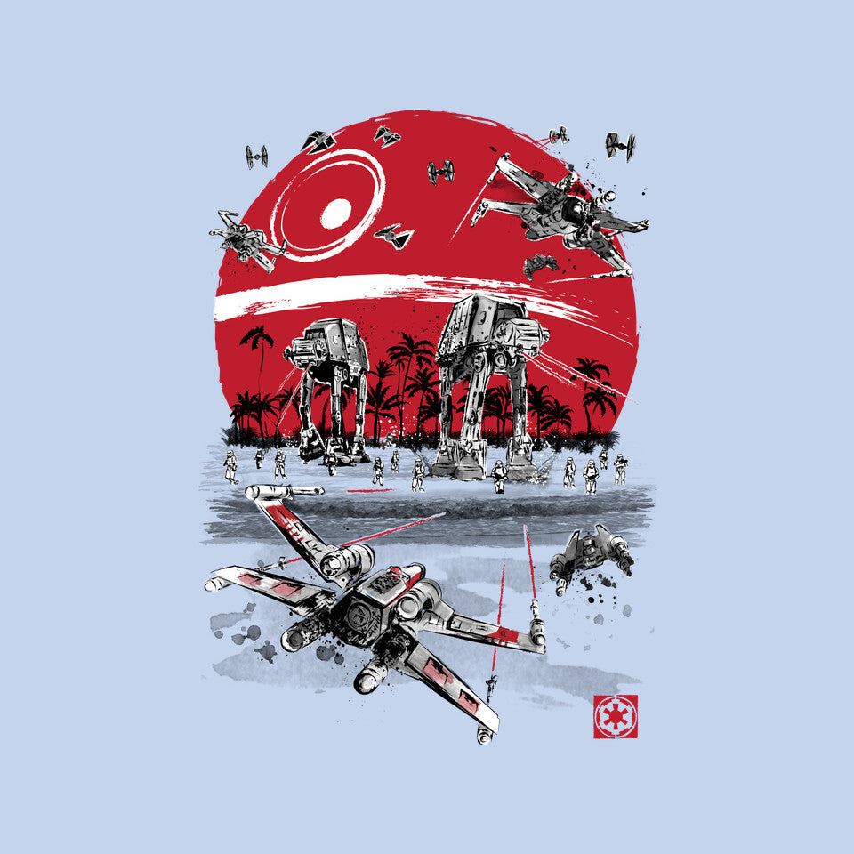 Battle On The Beach – Sci-Fi Graphic T-Shirt design artwork for blue graphic T-shirt