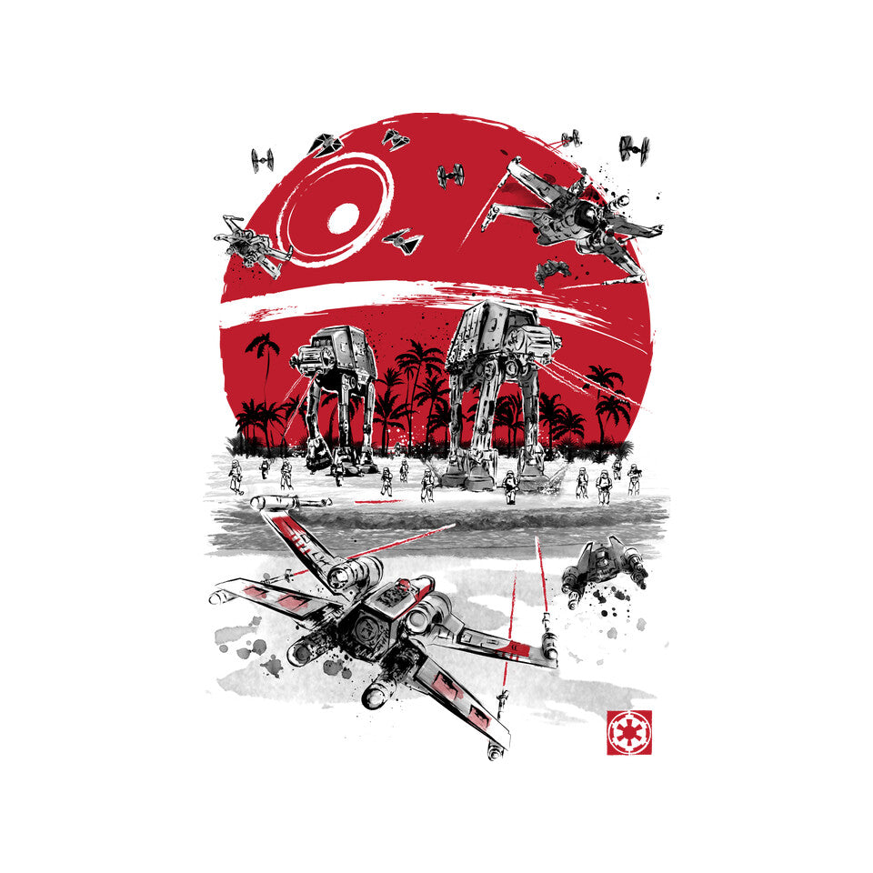 Battle On The Beach – Sci-Fi Graphic T-Shirt design artwork for white graphic T-shirt
