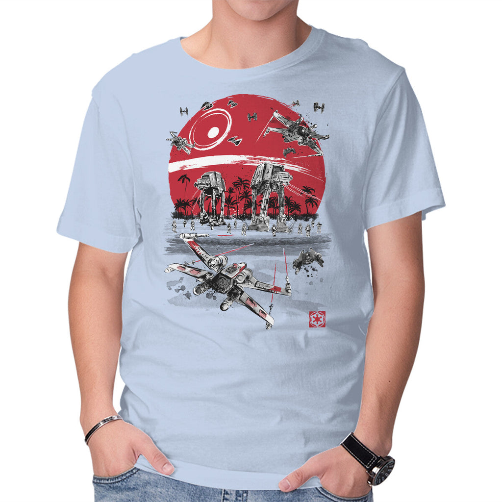 Battle On The Beach – Sci-Fi Graphic T-Shirt in blue, product display