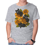 Sunflowers And Black Kitties – Cat Graphic T-Shirt