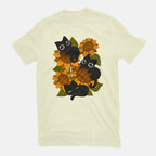 Sunflowers And Black Kitties – Cat Graphic T-Shirt