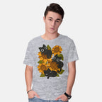 Sunflowers And Black Kitties – Cat Graphic T-Shirt