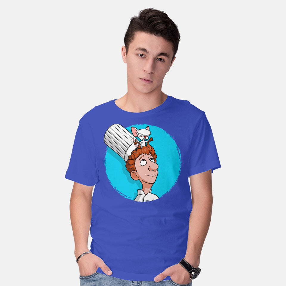 Model wearing royal blue Controller – Movie Graphic T-Shirt