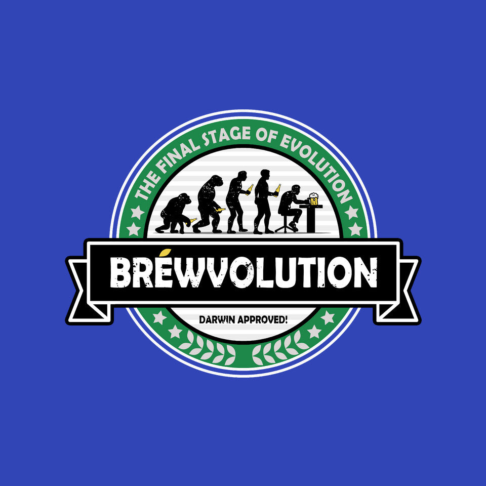 Brewvolution – Funny Graphic T-Shirt design artwork for royal blue graphic T-shirt