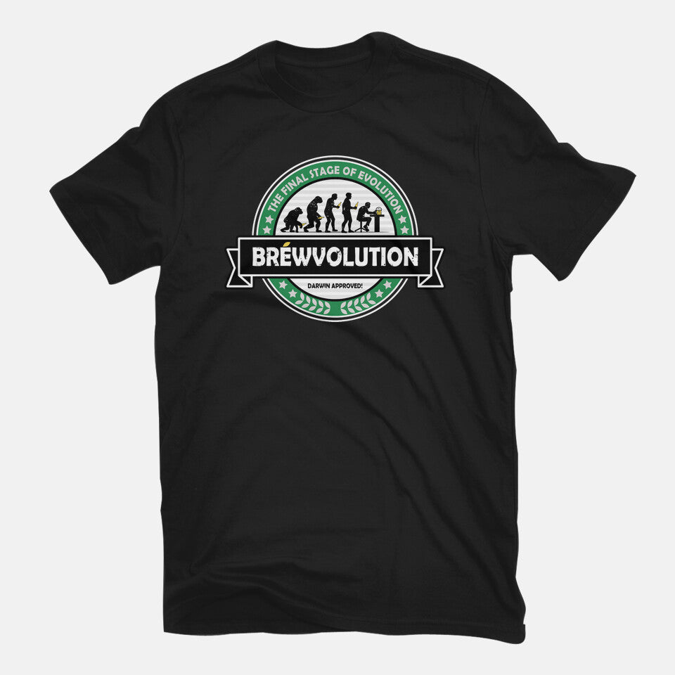 Brewvolution – Funny Graphic T-Shirt in black, flat-lay product view