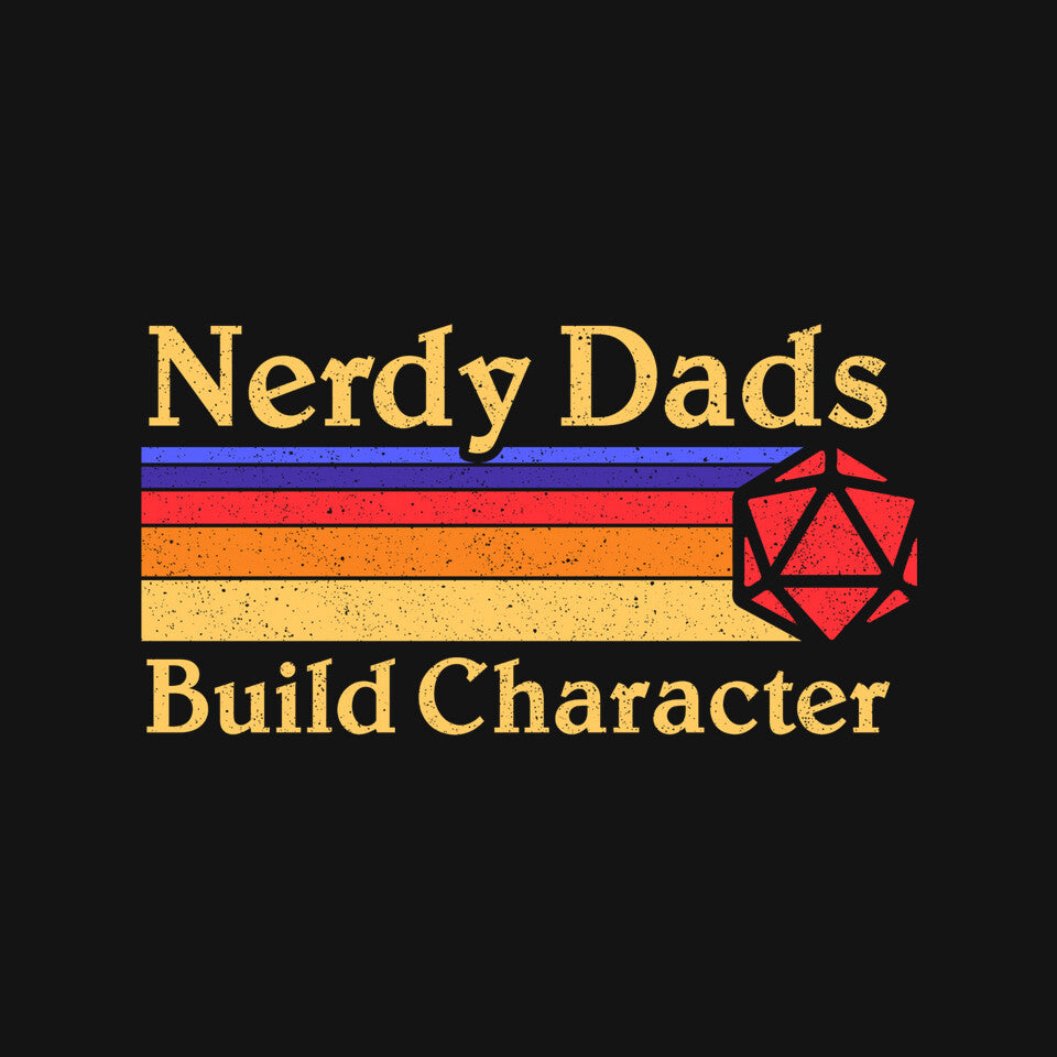 Nerdy Dads – Gaming Graphic T-Shirt design artwork for black graphic T-shirt