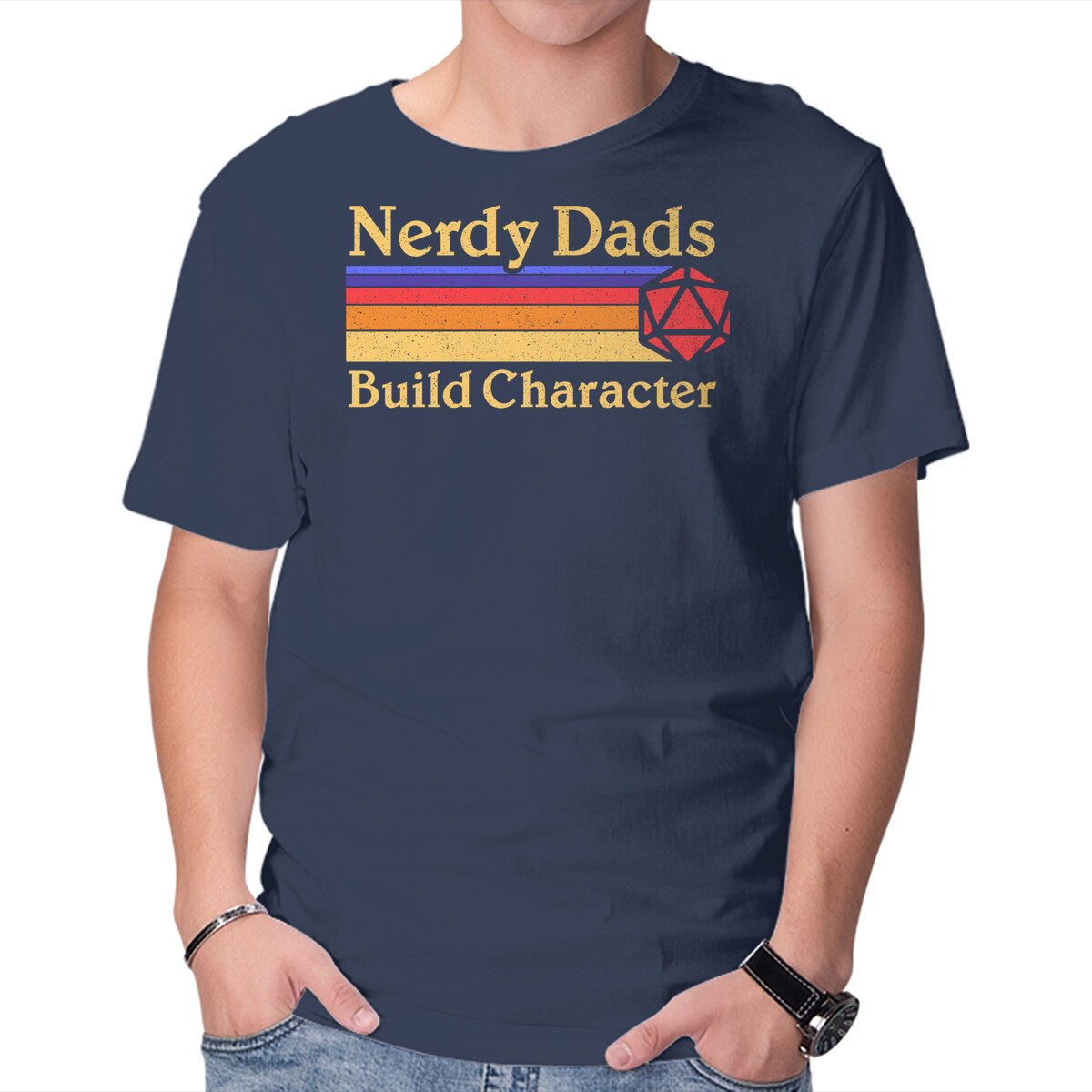Nerdy Dads – Gaming Graphic T-Shirt in navy, product display