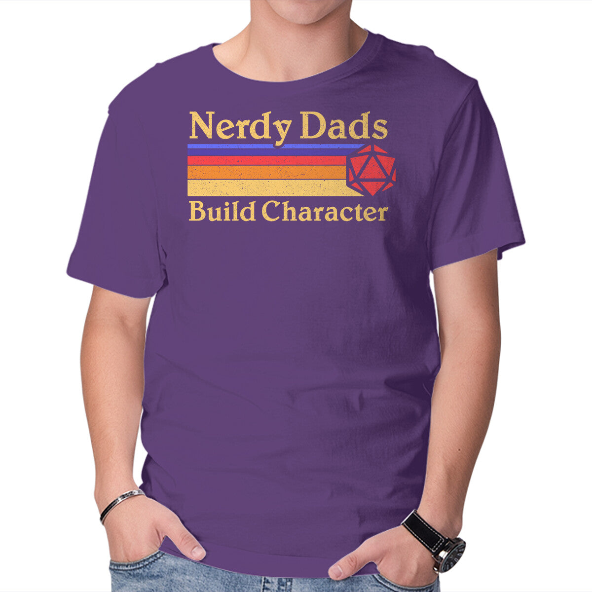 Nerdy Dads – Gaming Graphic T-Shirt in purple, product display