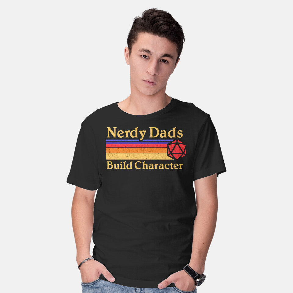 Model wearing black Nerdy Dads – Gaming Graphic T-Shirt