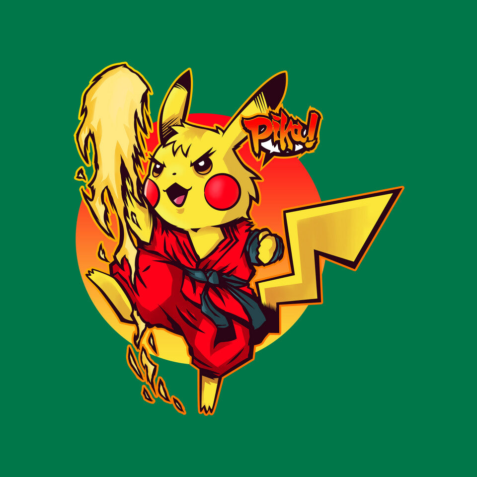 Pikaken – Anime Graphic T-Shirt design artwork for green graphic T-shirt