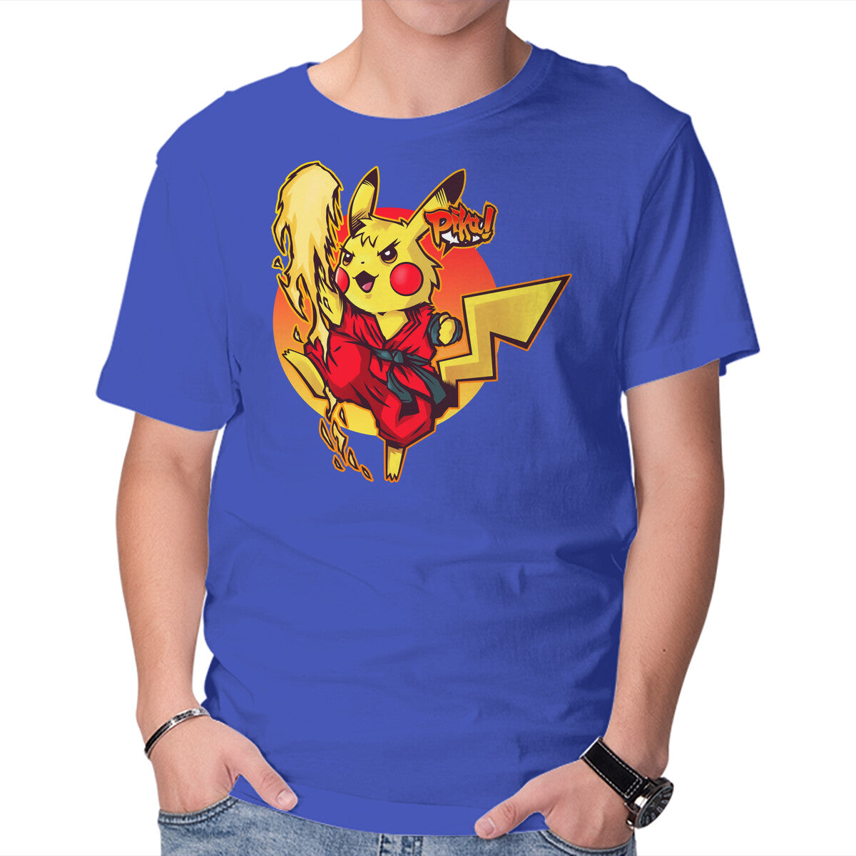 Pikaken – Anime Graphic T-Shirt in royal blue, product display