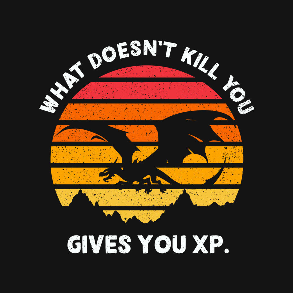 Gives You XP – Gaming Graphic T-Shirt design artwork for black graphic T-shirt