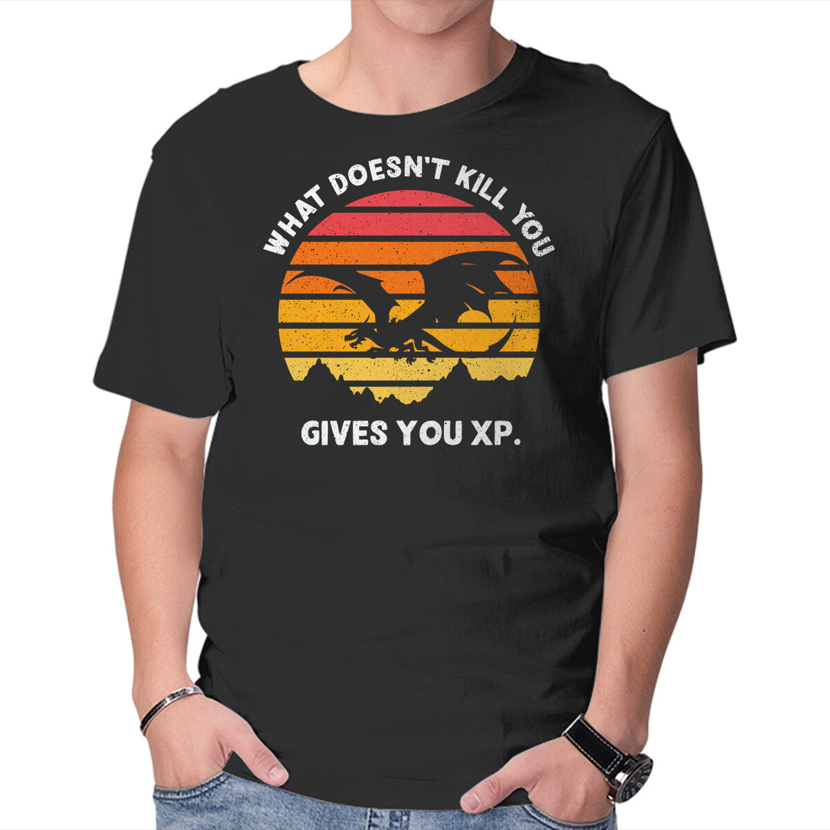 Gives You XP – Gaming Graphic T-Shirt in black, product display