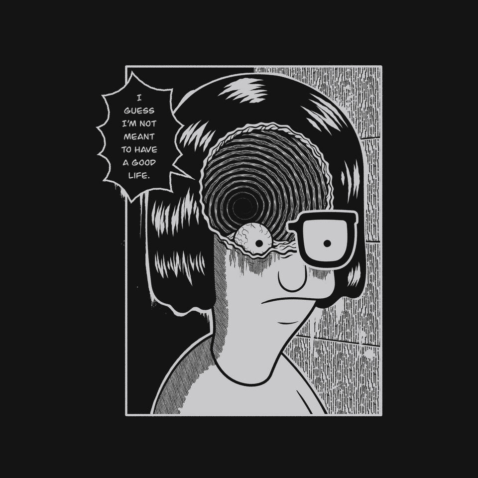 Downward Spiral – Horror Graphic T-Shirt design artwork for black graphic T-shirt