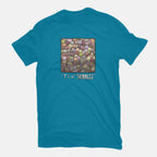 T is for Tribbles – Sci-Fi Graphic T-Shirt in turquoise, flat-lay product view
