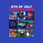 Fourth Of July Starter Pack Graphic T-Shirt design artwork for royal blue graphic T-shirt