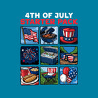 Fourth Of July Starter Pack Graphic T-Shirt design artwork for turquoise graphic T-shirt