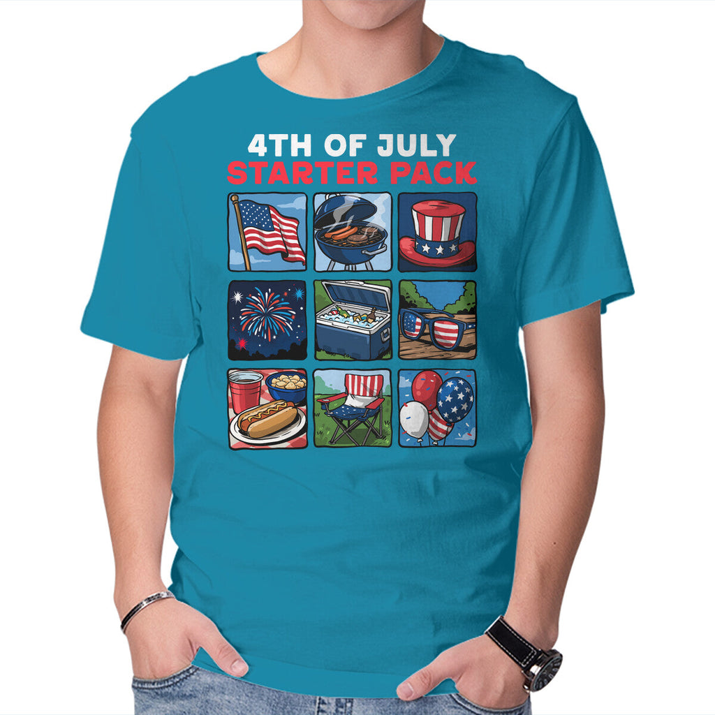 Fourth Of July Starter Pack Graphic T-Shirt in turquoise, product display