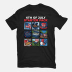 Fourth Of July Starter Pack Graphic T-Shirt in black, flat-lay product view