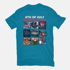 Fourth Of July Starter Pack Graphic T-Shirt in turquoise, flat-lay product view