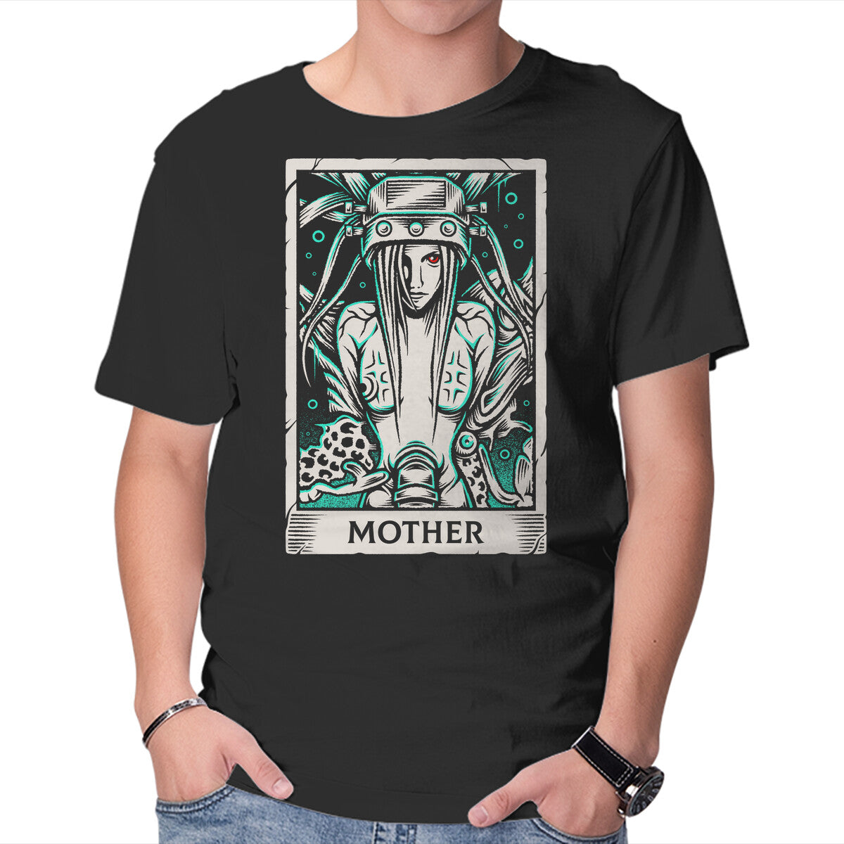Jenova Tarot Card – Gaming Graphic T-Shirt in black, product display