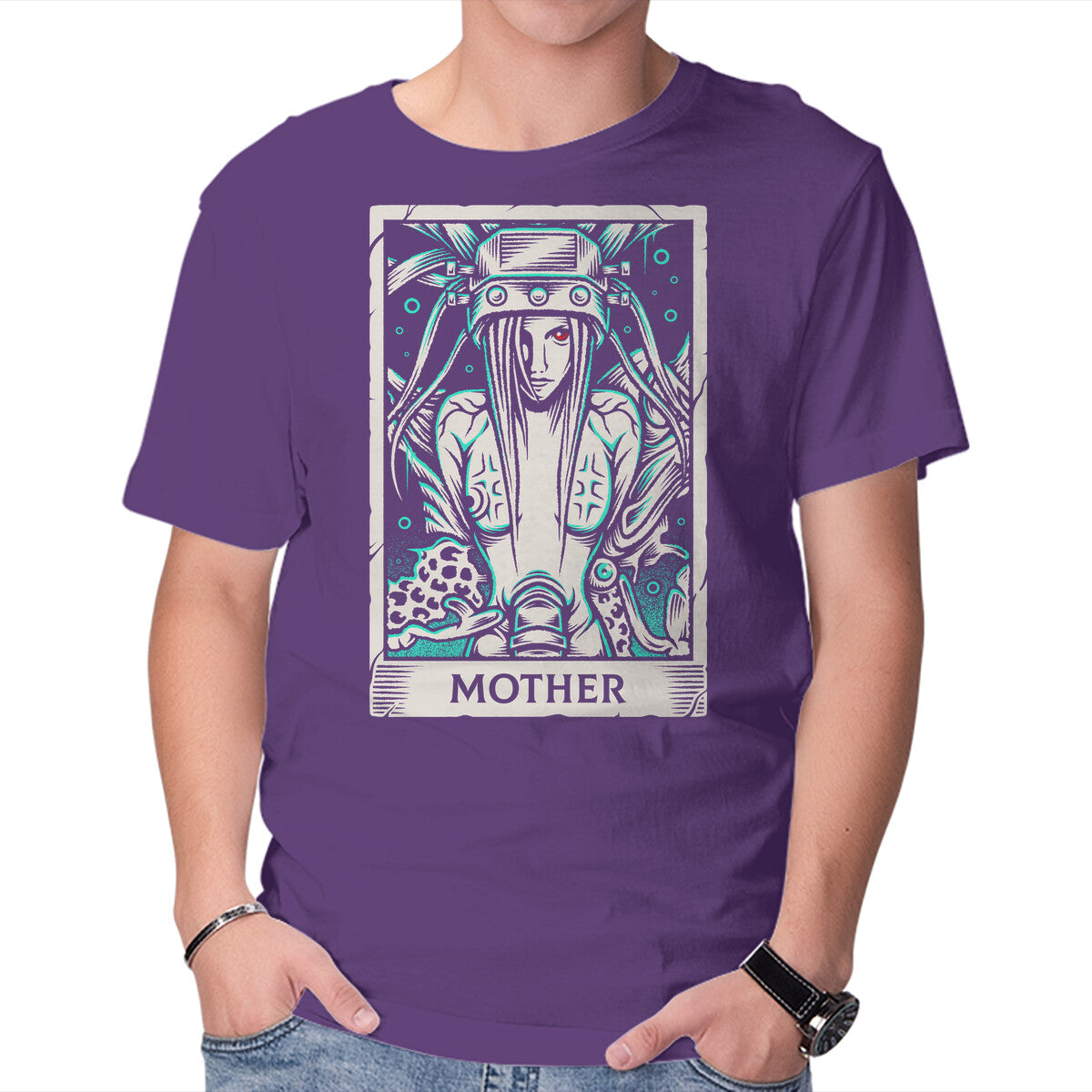 Jenova Tarot Card – Gaming Graphic T-Shirt in purple, product display