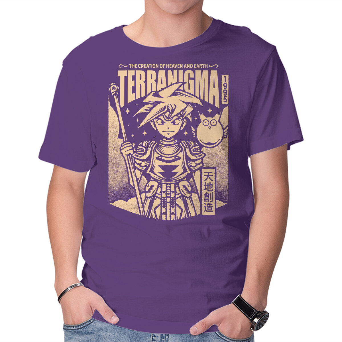 Ark And Yomi Terranigma – Gaming Graphic T-Shirt in purple, product display