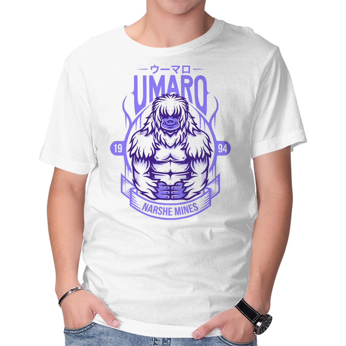 Umaro – Gaming Graphic T-Shirt in white, product display