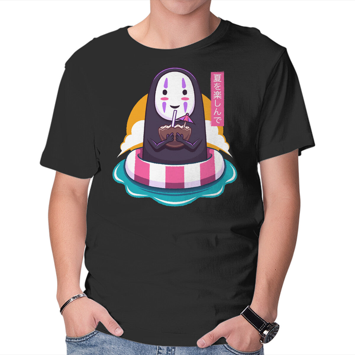Dark Spirit Summer – Anime Graphic T-Shirt in black, product display