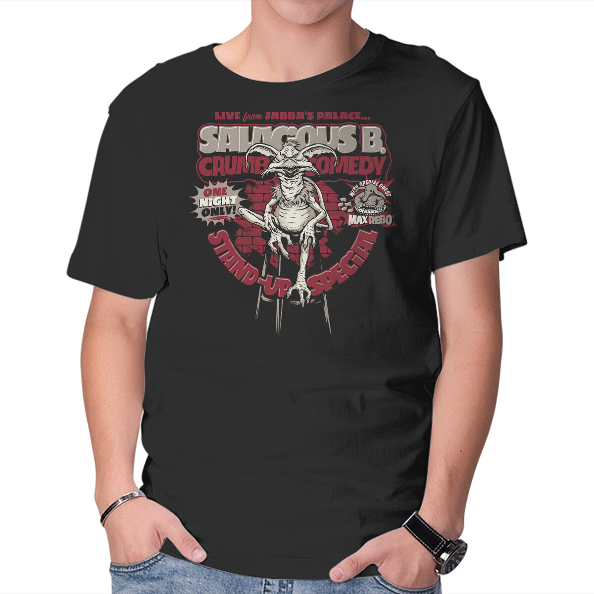Crumb Comedy – Sci-Fi Graphic T-Shirt in black, product display
