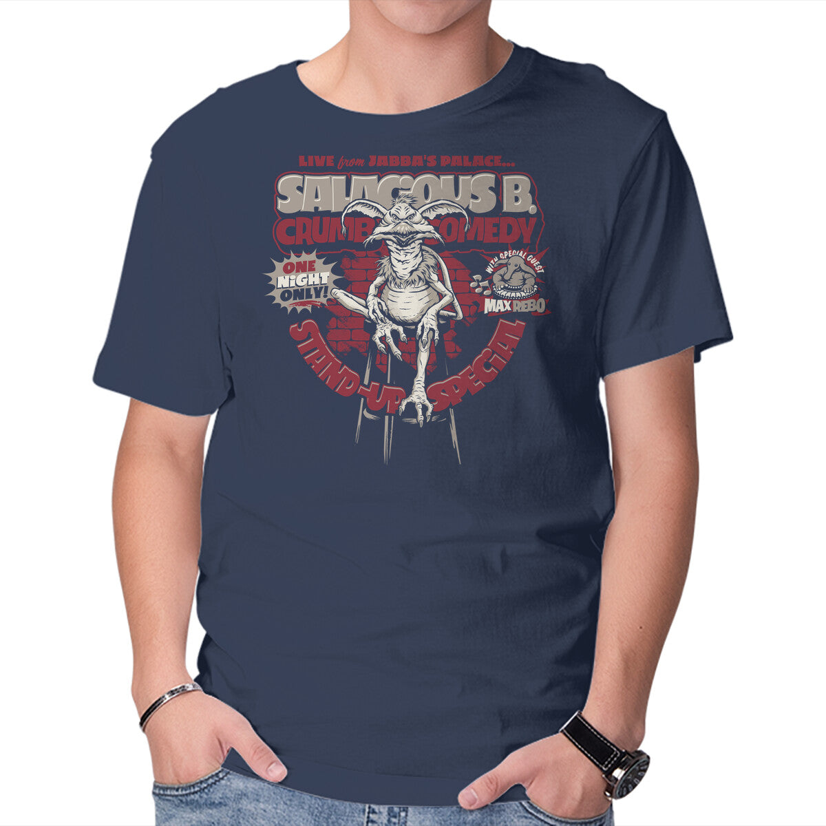 Crumb Comedy – Sci-Fi Graphic T-Shirt in navy, product display