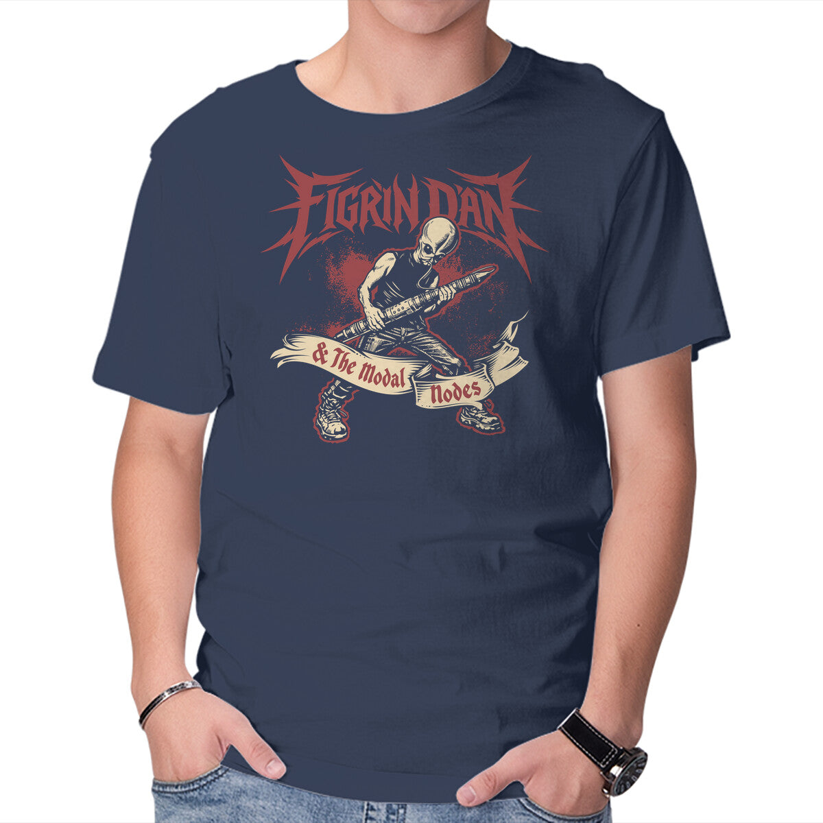 Modal Mayhem – Sci-Fi Graphic T-Shirt in navy, product display